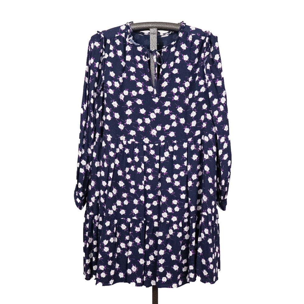 J.Crew Tie Neck Tiered Hem Floral Dress Women's **XXL** Scattered Peony Cottage